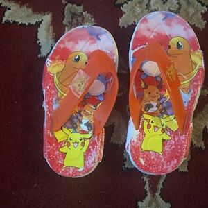 Pokemon Kids Flip Flops - Orange and Yellow